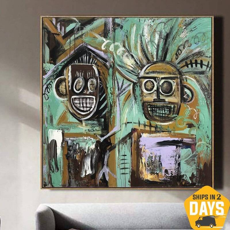 Original Abstract Painting on Canvas Street Graffiti Wall Art Urban Wall Decor | BEST FRIENDS 40"x40"