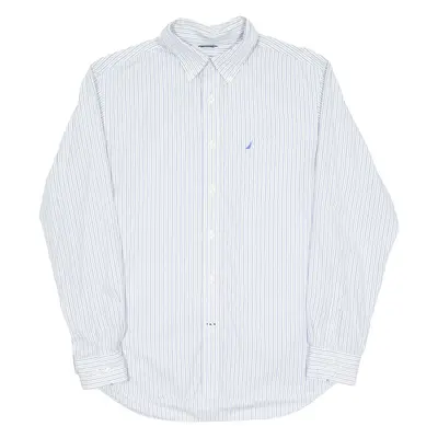 NAUTICA Mens Shirt White Striped Long Sleeve L