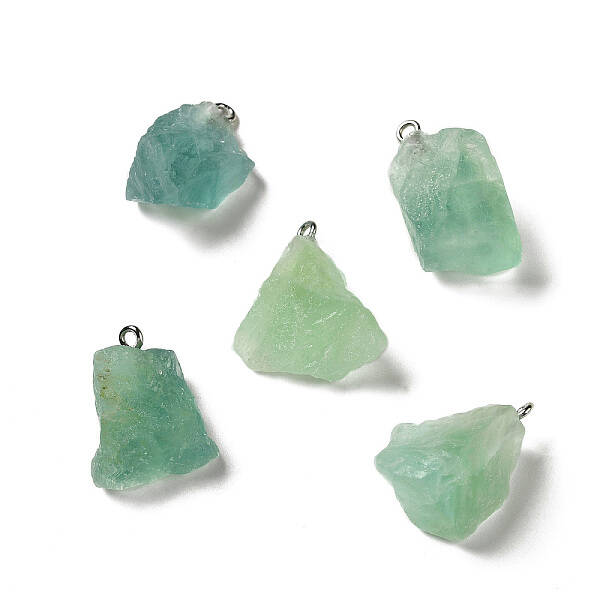 Raw Rough Natural Green Fluorite Pendants