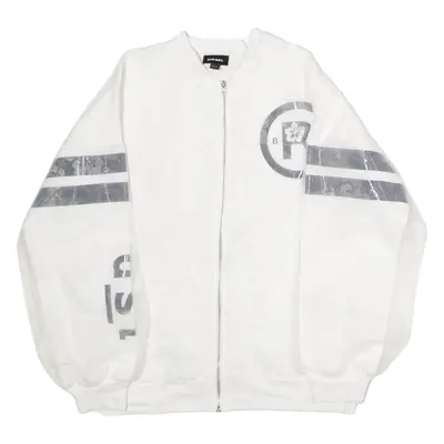 DIESEL Sheer Panel Girls Bomber Jacket White Floral 10Y
