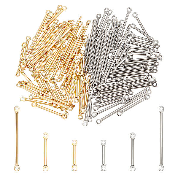 120Pcs 6 Styles 304 Stainless Steel Bar Connector Charms