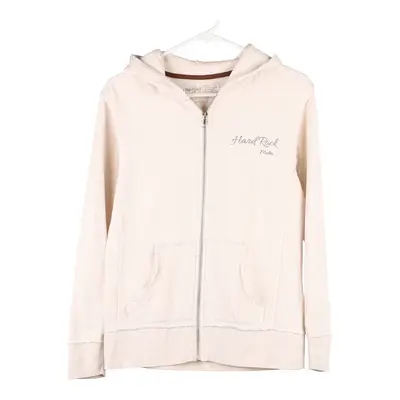 Malta Hard Rock Cafe Spellout Hoodie - Small Beige Cotton Blend
