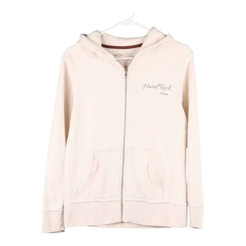 Malta Hard Rock Cafe Spellout Hoodie - Small Beige Cotton Blend