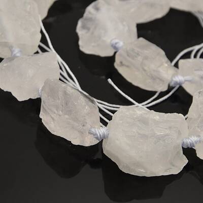 Natural Gemstone Quartz Crystal Rough Nuggets Bead Strands