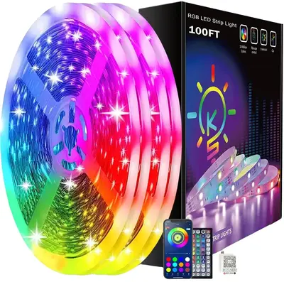 100ft Led Strip Lights (2 Rolls of 50ft) Bluetooth Smart App Control Music Sync Color Changing RGB Led Light Strip with Remot...