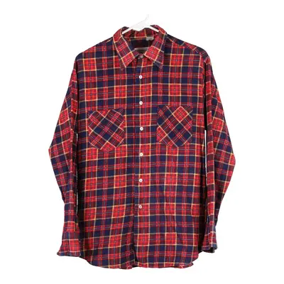 Bud Berma Checked Flannel Shirt - Medium Block Colour Cotton Blend