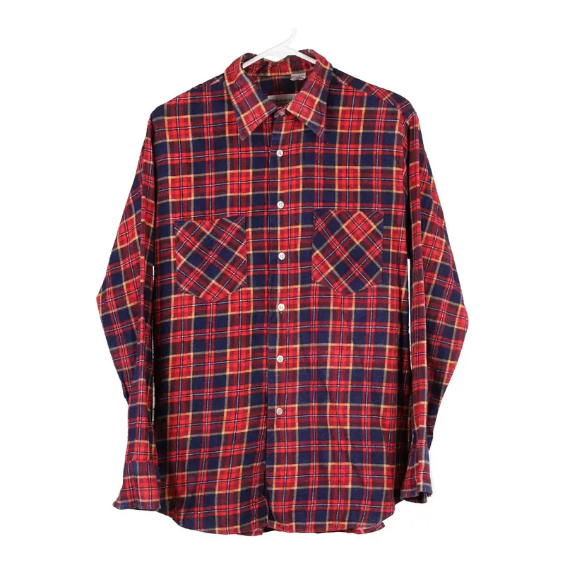 Bud Berma Checked Flannel Shirt - Medium Block Colour Cotton Blend