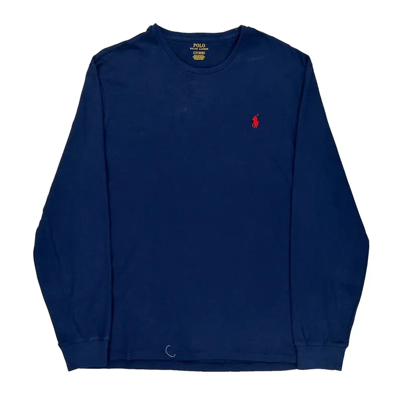 Ralph Lauren Long Sleeve T-Shirt - Large Navy Cotton