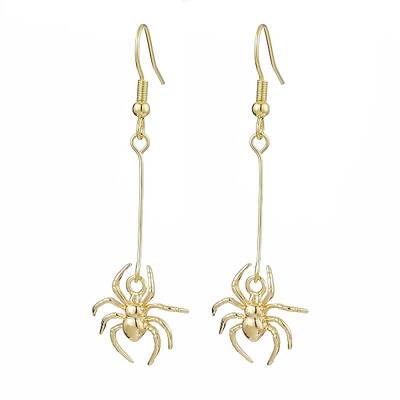 Halloween Spider Brass Dangle Earrings