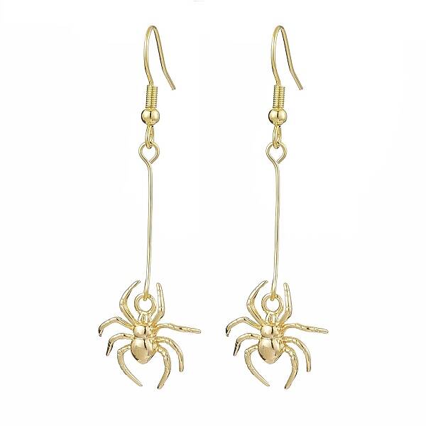 Halloween Spider Brass Dangle Earrings