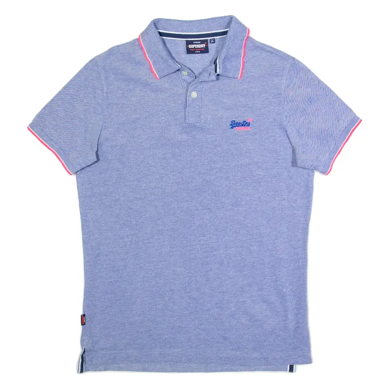 SUPERDRY Mens Polo Shirt Blue L