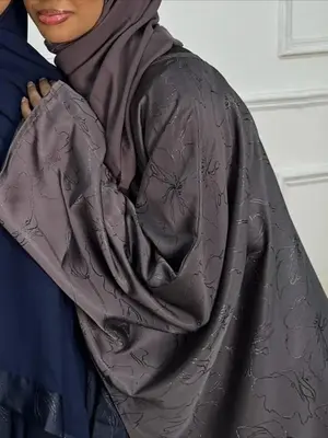 Women's Floral Jacquard Arabian Dress without Hijab, Modest Long Sleeve Round Neck Dress for Muslim, Women's Islamic Clothing...