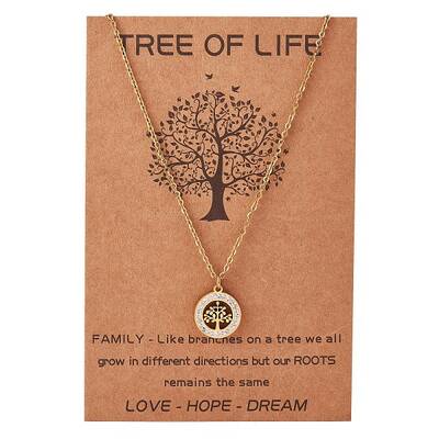 Clear Cubic Zirconia Tree of Life Pendant Necklace