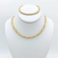 UNIZEX Fashion Choker Set with Knot Design  and hammered link , 14K Gold Plated, Elegant Geometric Style'