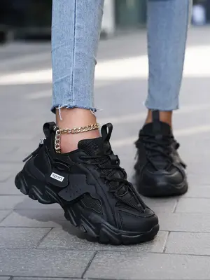 2024 Summer Women's Fashionable Plain Lace up Mesh Breathable Platform Sneakers, Casual Versatile Sports Shoes, Solid Color ...