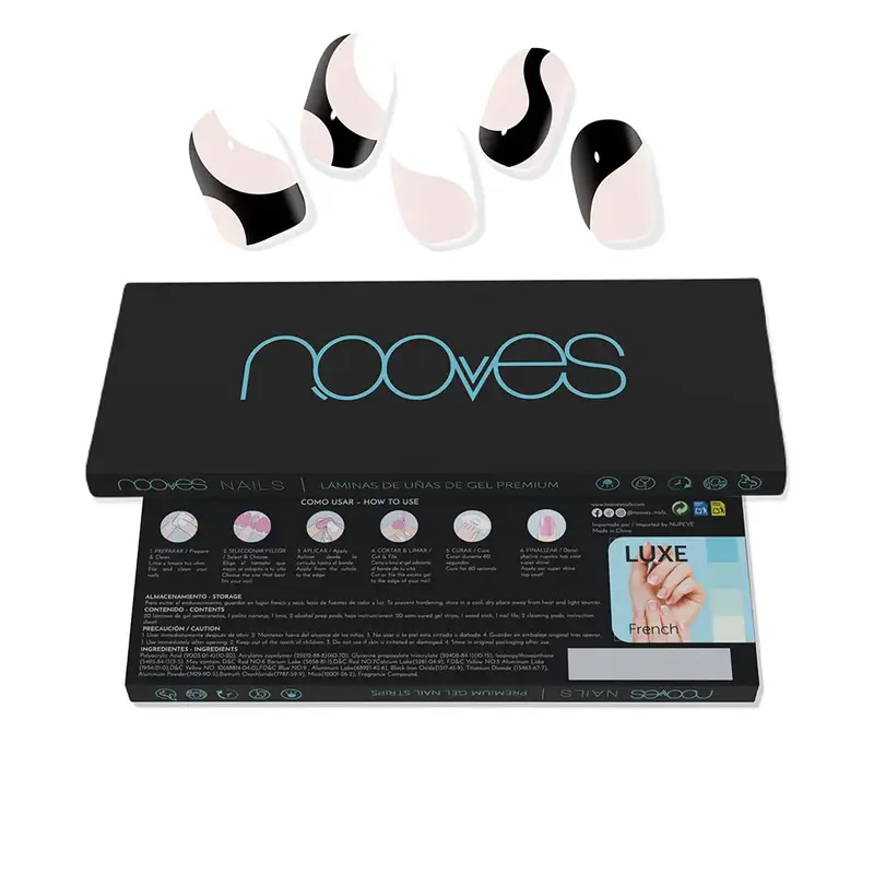 Nooves Premium Glam White Cow Gel Nail Sheets 20 U