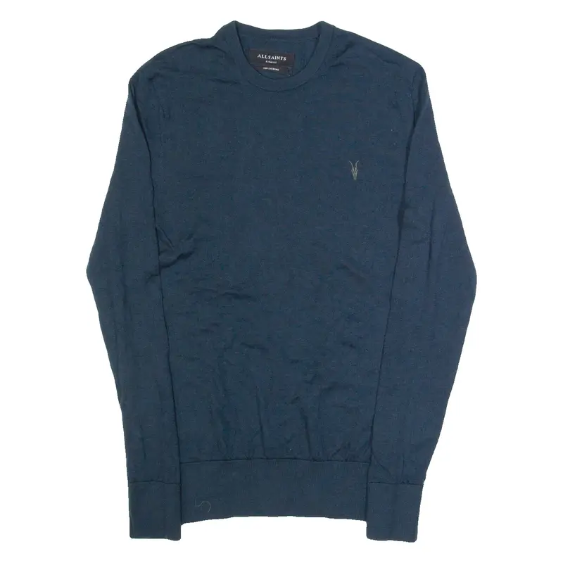 ALL SAINTS Mens Jumper Blue Tight Knit Wool XS