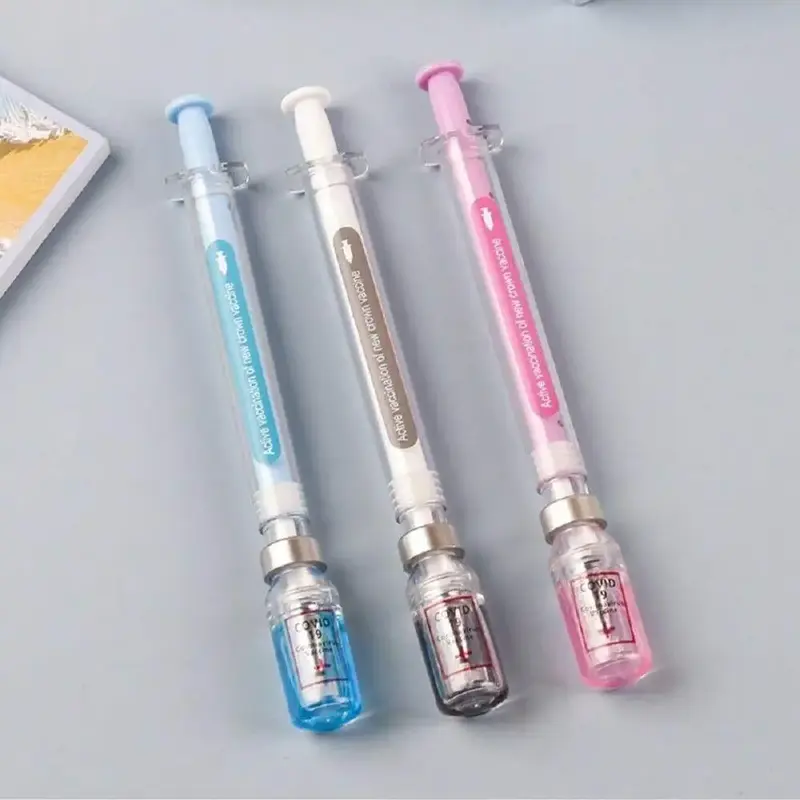 Creative Syringe Shaped Gel Pen, 3 Counts Portable 0.5mm Multi-purpose Writing Pen, Modern Funny Writing Pen for Students Off...