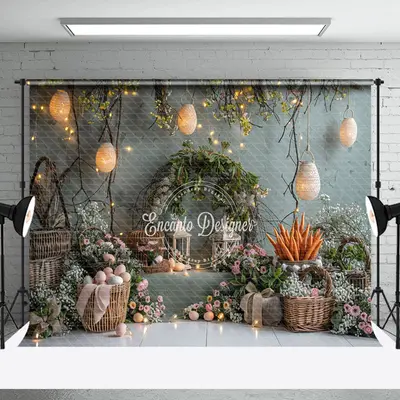 Floral Egg Greyish Green Easter Photography Backdrop - Aperturee