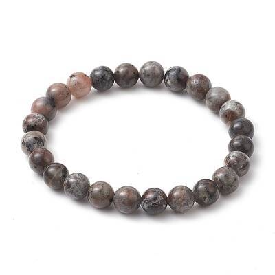 8mm Round Natural Fluorescent Syenite Rock(Glow under UV Light) Beaded Streth Bracelets