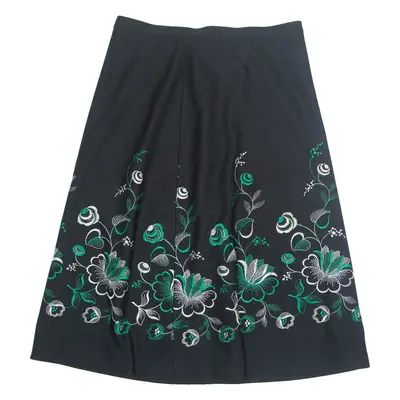 LOREE Womens A-Line Skirt Black Midi Floral M