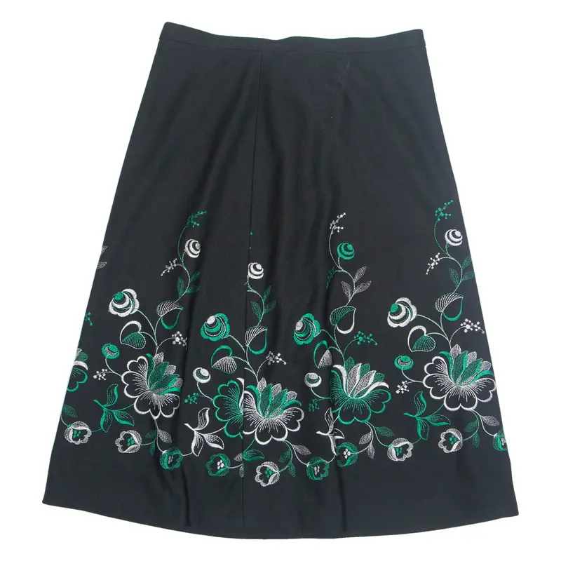 LOREE Womens A-Line Skirt Black Midi Floral M