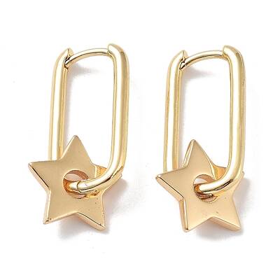 Brass Dangle Hoop Earrings