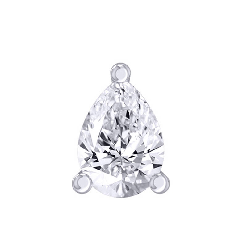 Certified Lab Grown Four Prong Pear Shape Single Diamond Stud Earring | 14K White Gold 1 ct. tw.