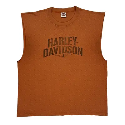 Harley Davidson Graphic Vest - 3XL Brown Cotton