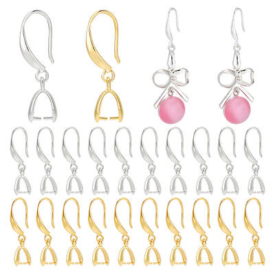 4 Sets 2 Colors Brass Smooth Earring Hooks