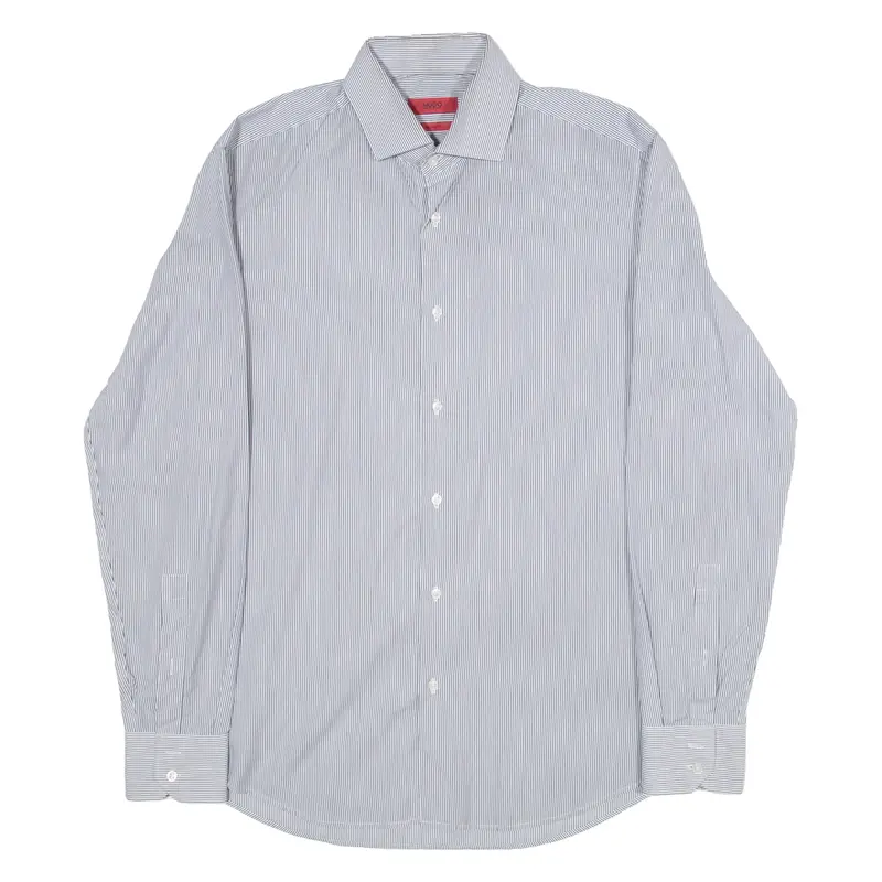 HUGO BOSS Regular Fit Mens Shirt Black Striped Long Sleeve M