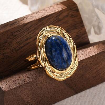 Oval Natural Lapis Lazuli Finger Rings
