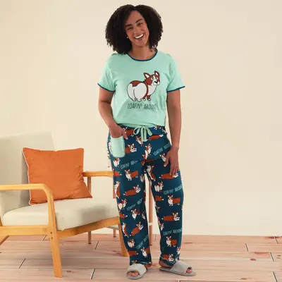 Loafin' Around Corgi Pajama Separates - Bottoms - XL