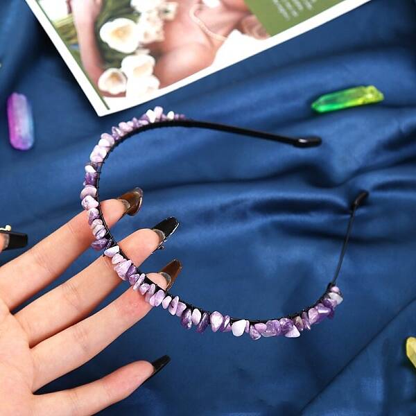Natural Amethyst Hair Bands