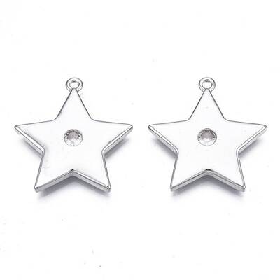 Brass Micro Pave Clear Cubic Zirconia Pendants