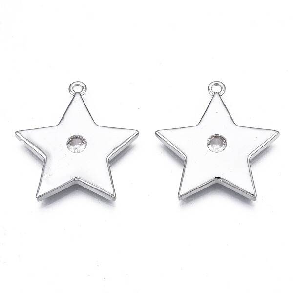Brass Micro Pave Clear Cubic Zirconia Pendants