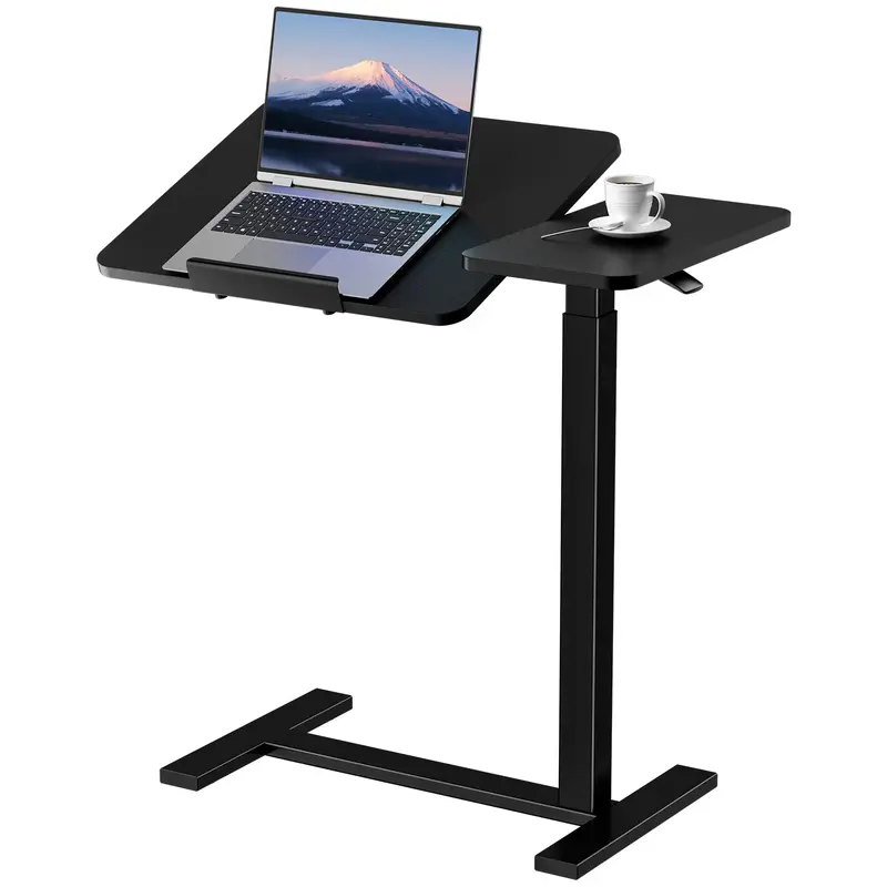 Adjustable Bedside Table with Wheels, Mobile Standing Standing Rolling Laptop Table with Tilt Top Height Tray Side Computer W...