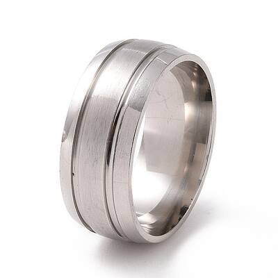 Non-Tarnish 201 Stainless Steel Double Grooved Finger Ring for Women