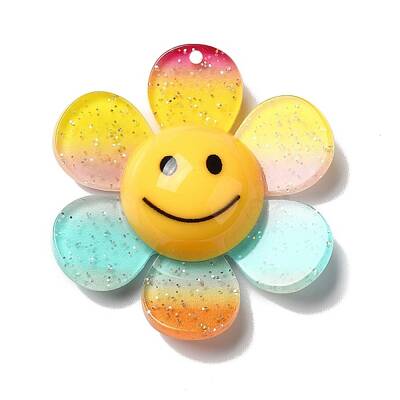 Acrylic Big Pendants with Glitter Powder