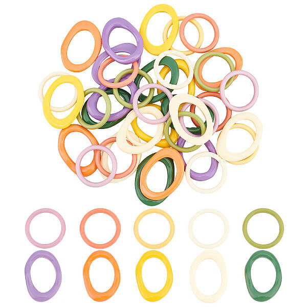 40Pcs 10 Style Resin Linking Rings