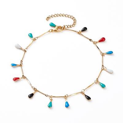 304 Stainless Steel Teardrop Charm Anklets