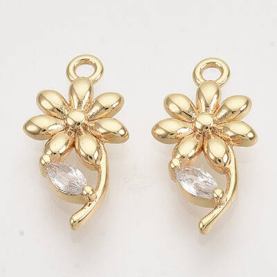Brass Micro Pave Clear Cubic Zirconia Pendants