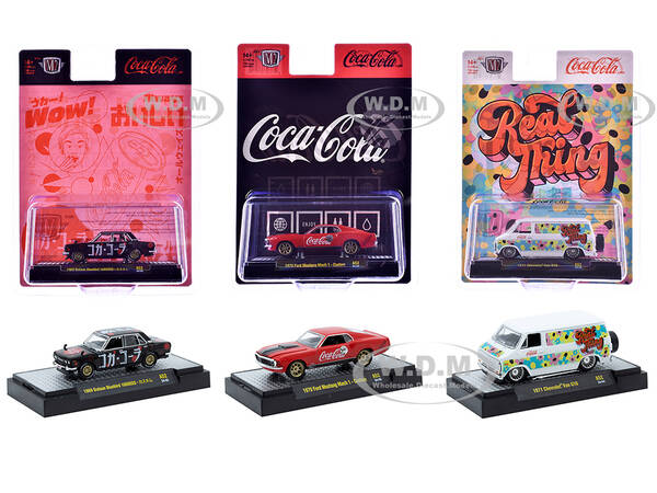 Coca-Cola Set of 3 pieces Release 52 Limited Edition to 10000 pieces Worldwide 1/64 Diecast Model Cars by M2 Machines