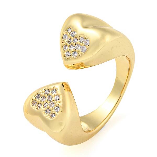 Brass Micro Pave Cubic Zirconia Open Finger Ring