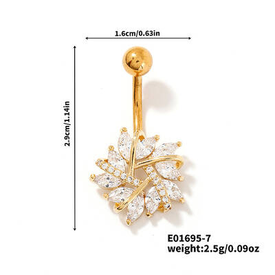 Shiny Brass Crystal Rhinestone Belly Button Rings