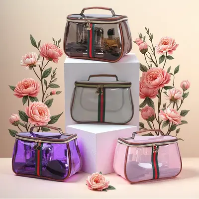 Large Capacity Makeup Bag, 1 Count Waterproof Transparent Travel Organizer, Cosmetic Storage Bag for Toiletries & Cosmetics