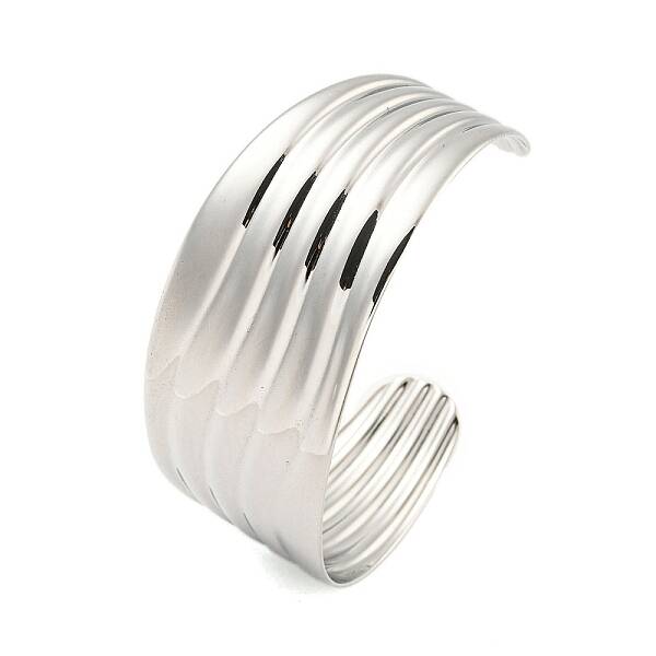 Non-Tarnish 304 Stainless Steel Wavy Open Cuff Bangles for Women