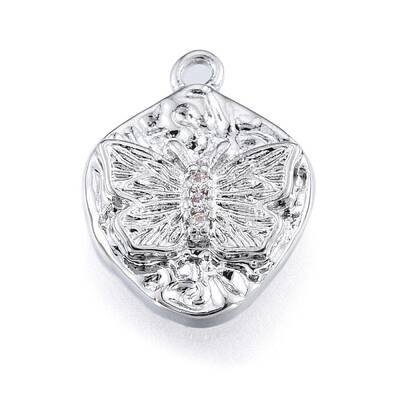 Brass Pave Clear Cubic Zirconia Charms