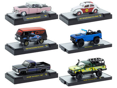 Auto-Thentics 6 piece Set Release 98 IN DISPLAY CASES Limited Edition 1/64 Diecast Model Cars by M2 Machines
