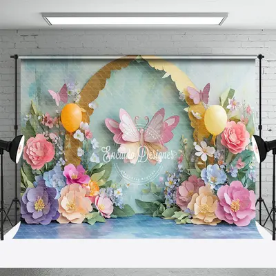 Aperturee Butterfly Colorful Floral Aesthetic Photo Backdrop, 3X2FT(1MX0.6M), 14 USD, fine art backdrops, ENHD1J55-M